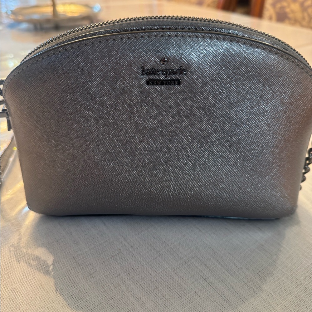 kate spade metallic silver dome cosmetic pouch